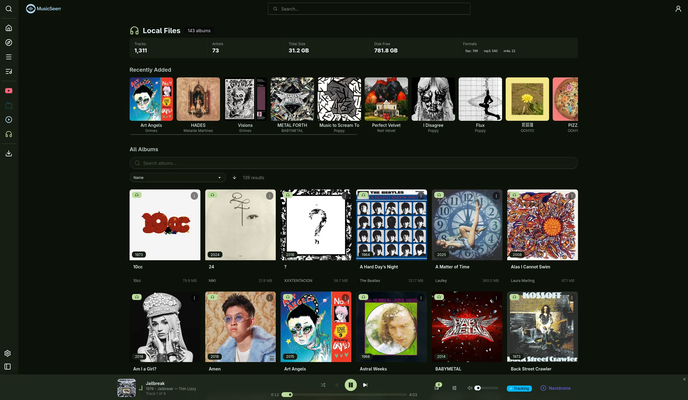 MusicSeerr local file browser and player